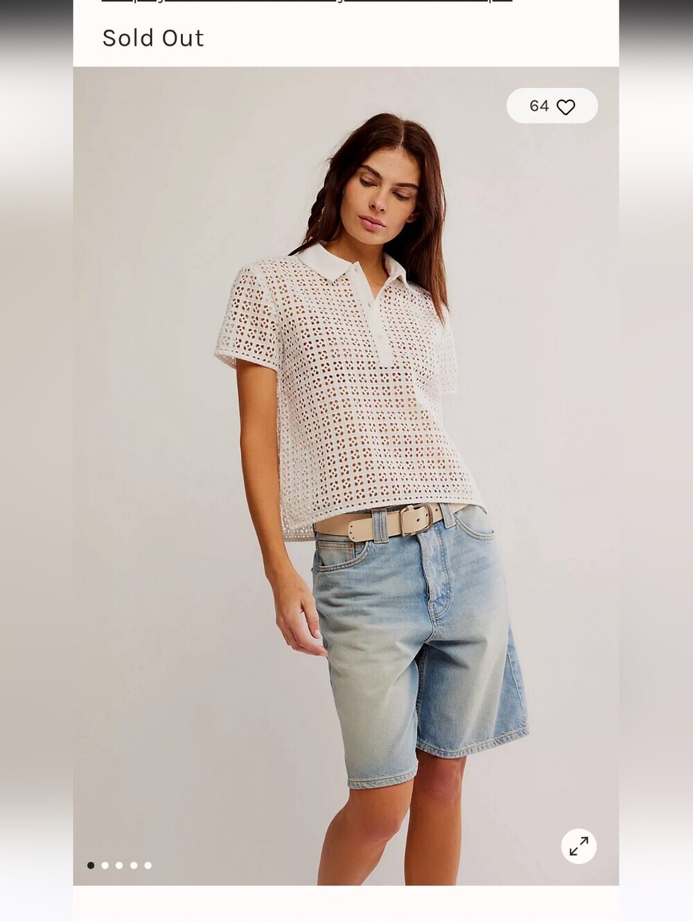 FREE PEOPLE ANNA EYELET TOP-SIZE XLARGE
